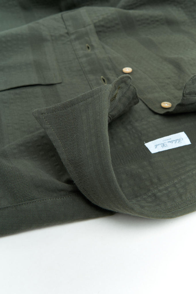 Salvatore Piccolo Popover Shirt Gianni Seersucker Stripes Green