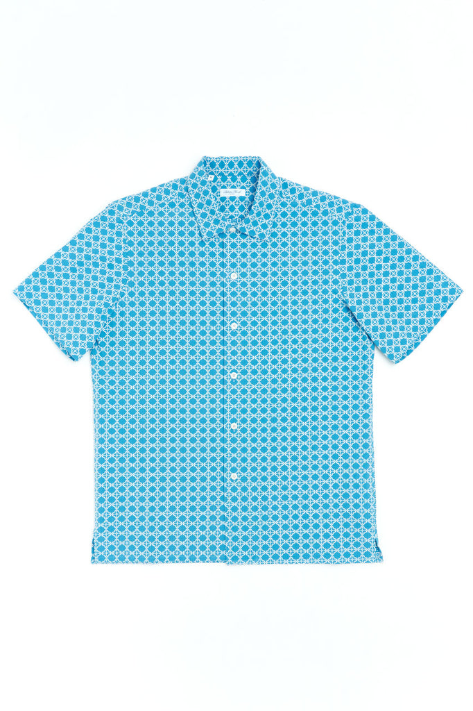Salvatore Piccolo Short Sleeve Shirt Justin Jacquard Light Blue