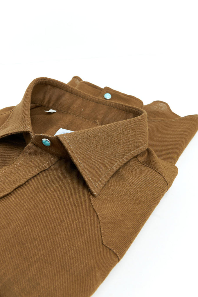 Salvatore Piccolo Texana Shirt Cotton/Linen Tobacco