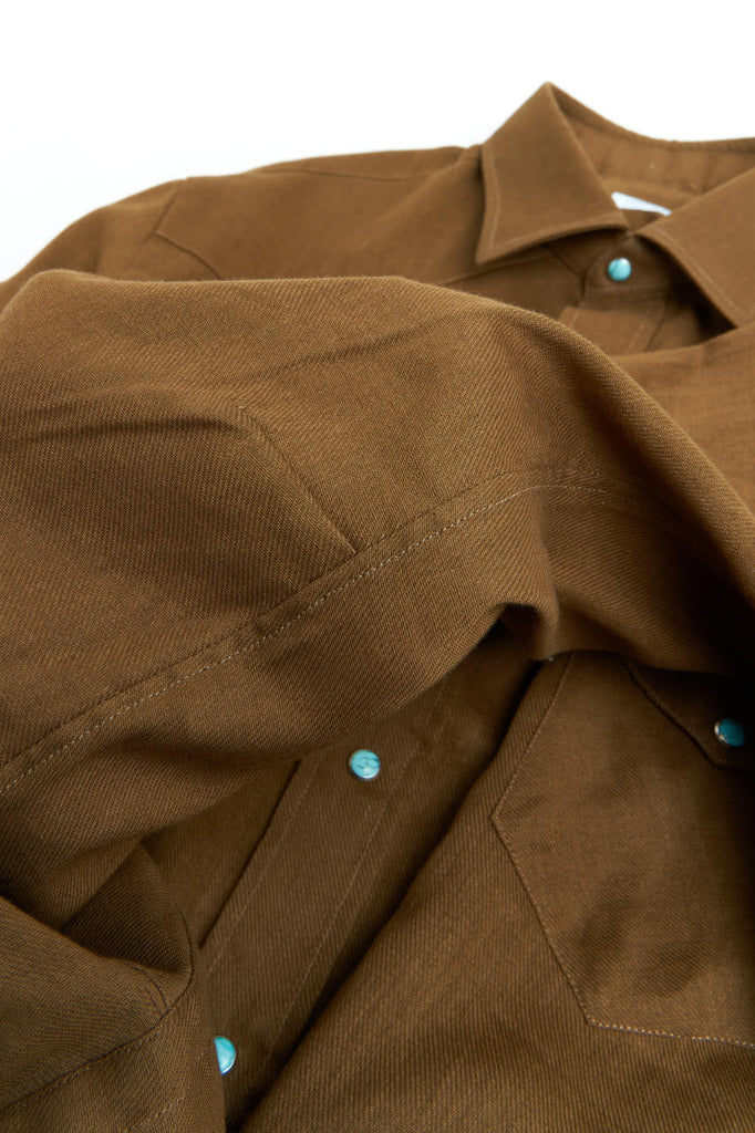 Salvatore Piccolo Texana Shirt Cotton/Linen Tobacco