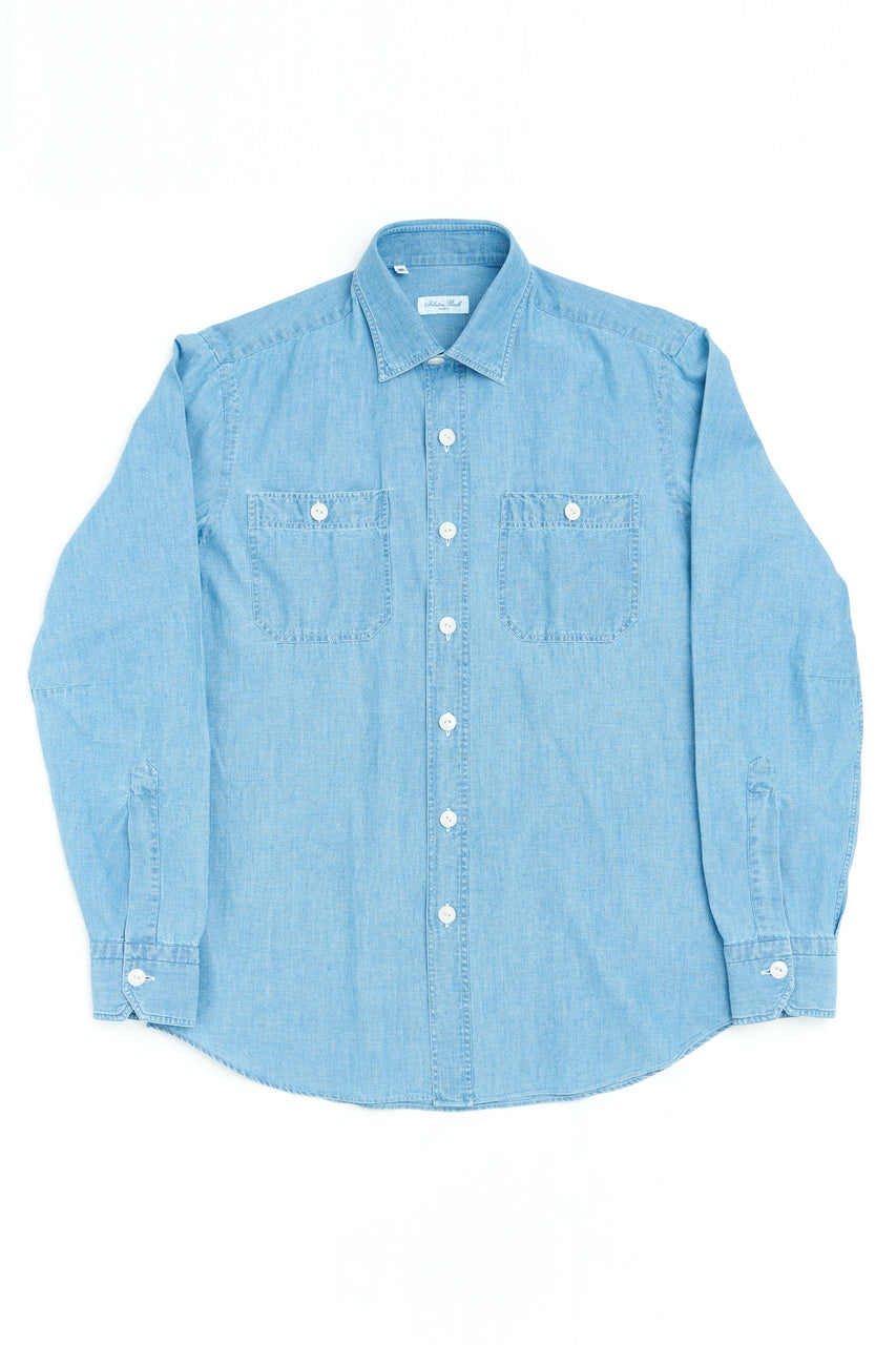 Salvatore Piccolo Workshirt Steve Chambray Stone Washed | SUNSETSTAR