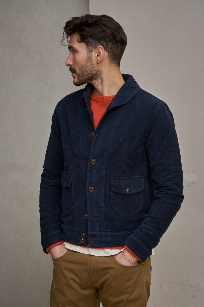 Scarti Lab Cossack Jacket 707-SN802 Moleskin Navy | SUNSETSTAR