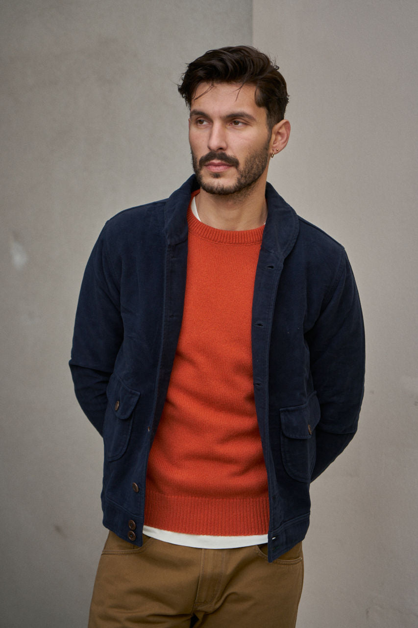 Scarti Lab Cossack Jacket 707-SN802 Moleskin Navy | SUNSETSTAR