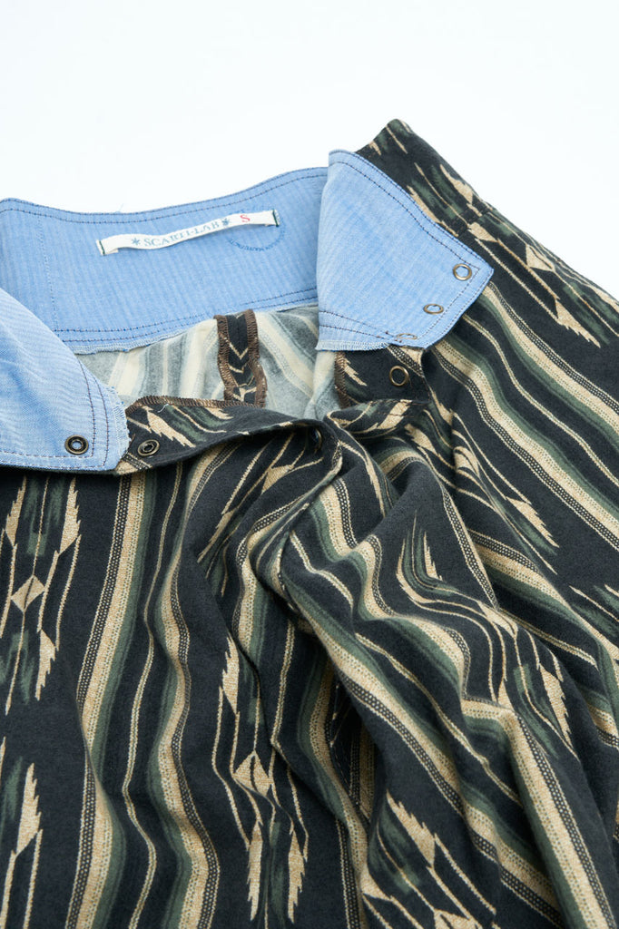 Scarti Lab Buttoned Skirt W700-SH460 Jacquard Green