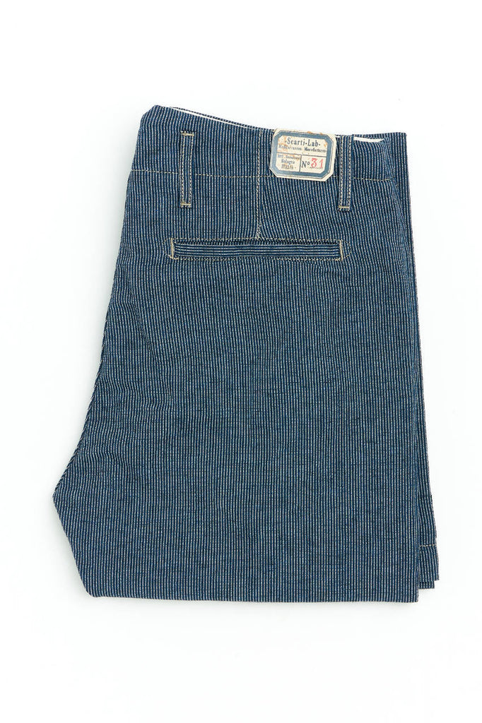 Scarti Lab Chinos 133-SM529 Cotton/Linen Oxford Stripes Navy