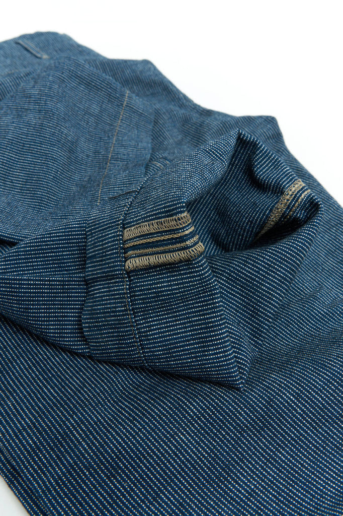 Scarti Lab Chinos 133-SM529 Cotton/Linen Oxford Stripes Navy