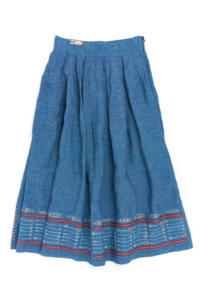 Scarti Lab Pleated Linen Skirt W702-SV434 Embroidery