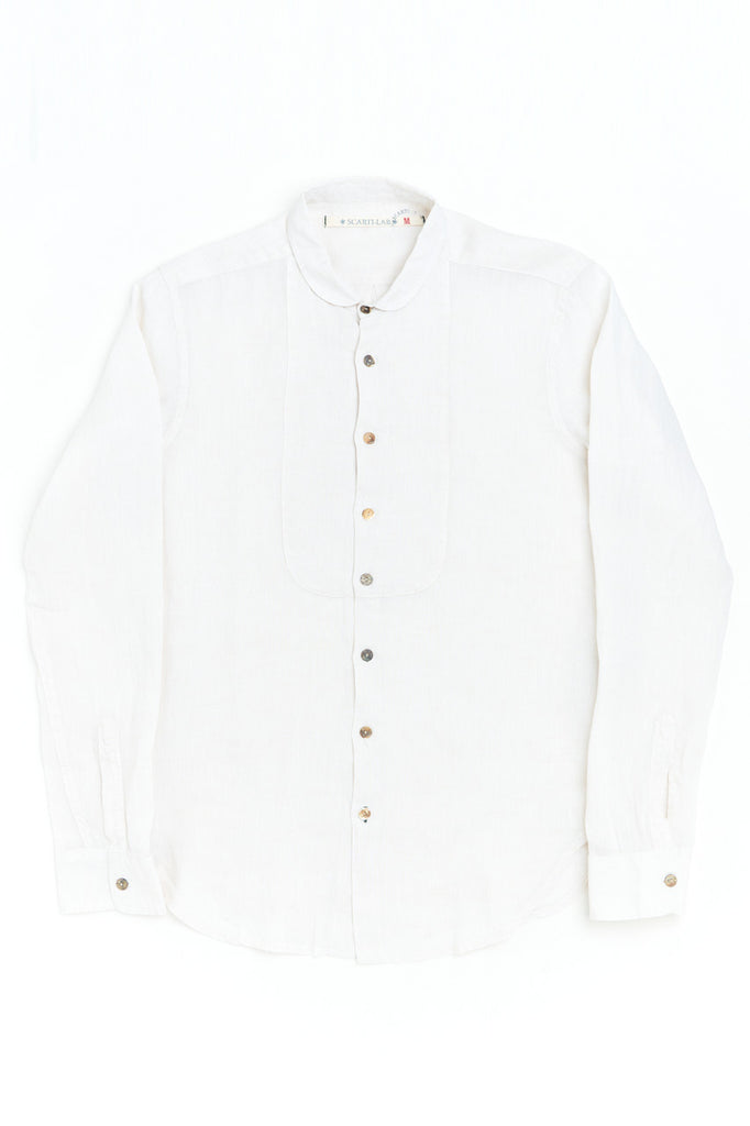 Scarti Lab Round Collar Shirt 337-SV437 Linen White