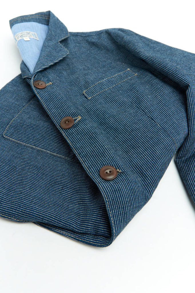 Scarti Lab Suit Jacket 712-SM529 Cotton/Linen Oxford Stripes Navy