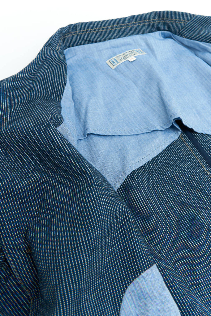 Scarti Lab Suit Jacket 712-SM529 Cotton/Linen Oxford Stripes Navy