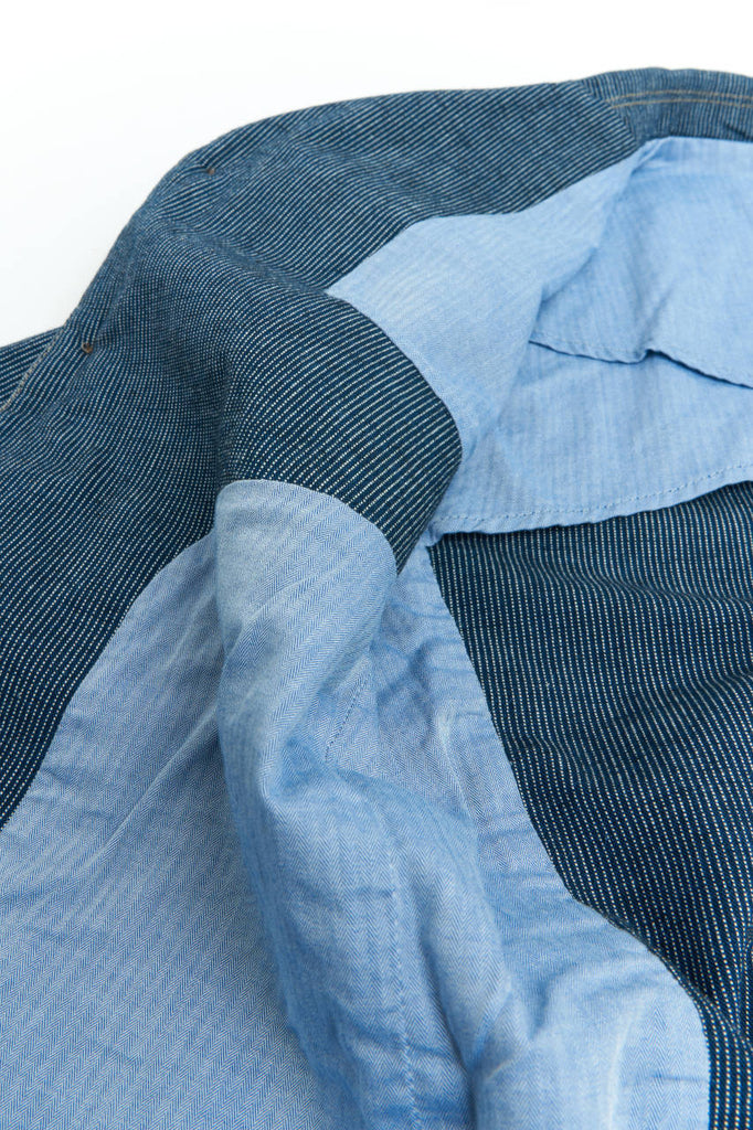 Scarti Lab Suit Jacket 712-SM529 Cotton/Linen Oxford Stripes Navy