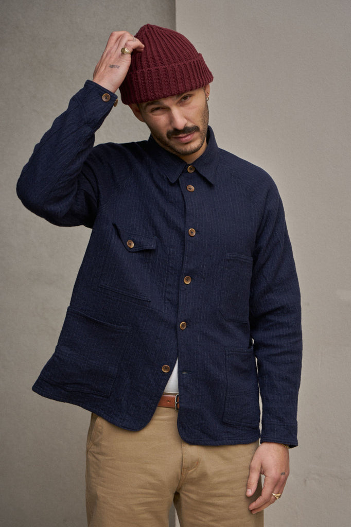 Seuvas Raglan Coverall Cotton/Wool Felted Twill Navy