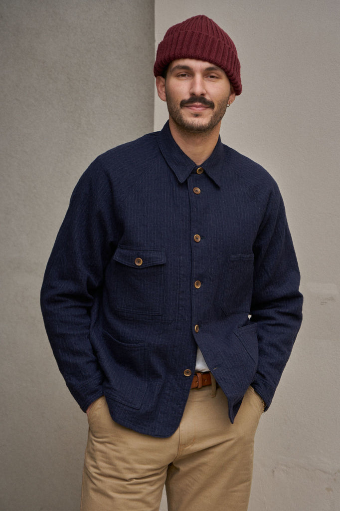 Seuvas Raglan Coverall Cotton/Wool Felted Twill Navy
