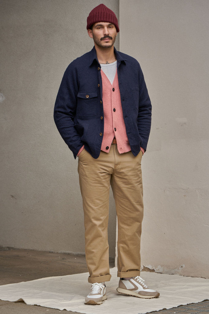 Seuvas Raglan Coverall Cotton/Wool Felted Twill Navy