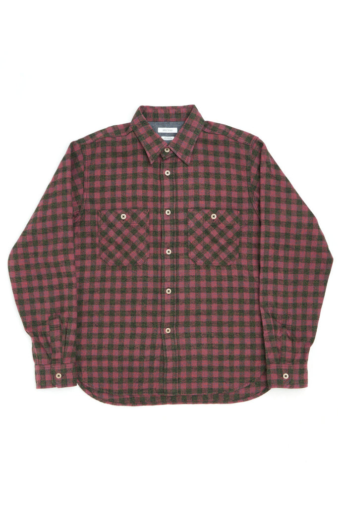 Seuvas Plaid Flannel Work Shirt Pink