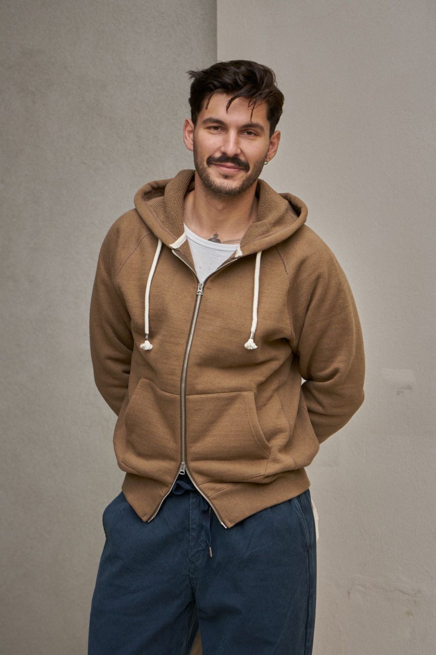 Wonder Looper Zip Hoodie Double Heavyweight Iron Mordant Foxfibre