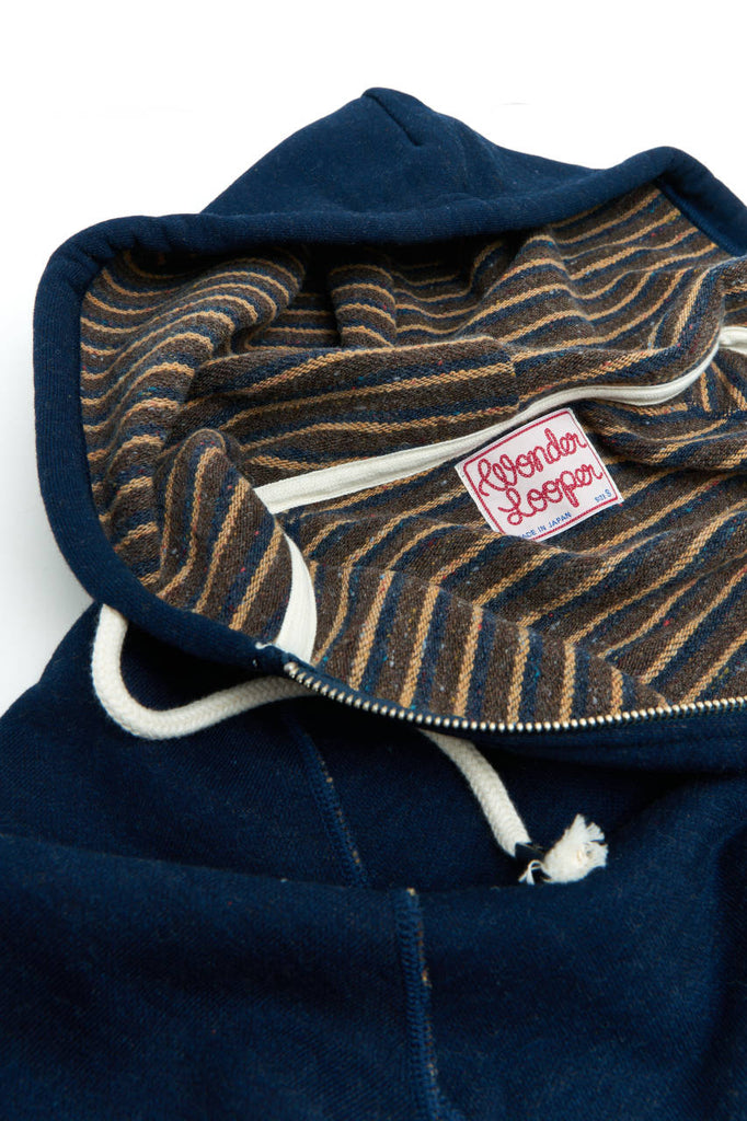 Wonder Looper Zip Hoodie Real Indigo Blanket Striped French Terry