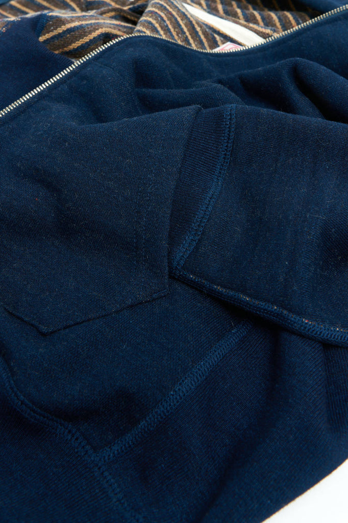 Wonder Looper Zip Hoodie Real Indigo Blanket Striped French Terry
