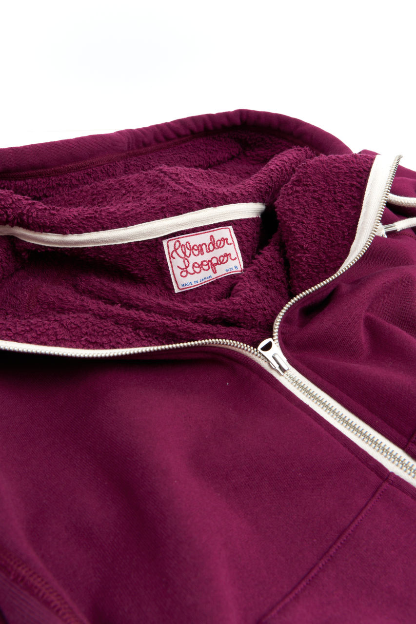 Wonder Looper Zip Hoodie Super Looper French Terry Burgundy
