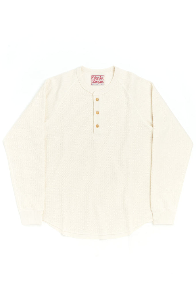 Wonder Looper Henley Cashmere Blend Honeycomb Ecru
