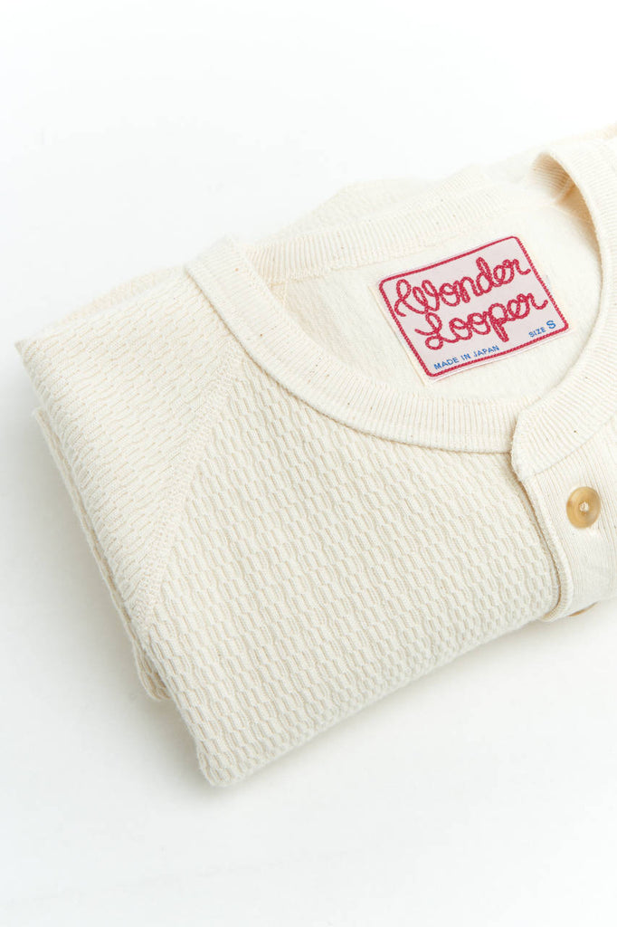 Wonder Looper Henley Cashmere Blend Honeycomb Ecru