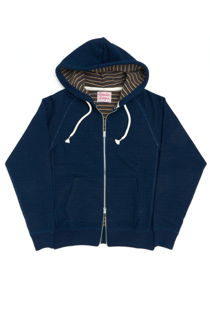 Wonder Looper Zip Hoodie Real Indigo Blanket Striped French Terry