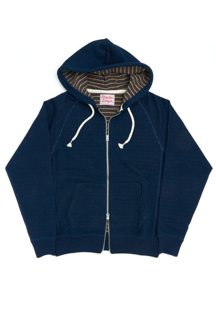 Wonder Looper Zip Hoodie Real Indigo Blanket Striped French Terry