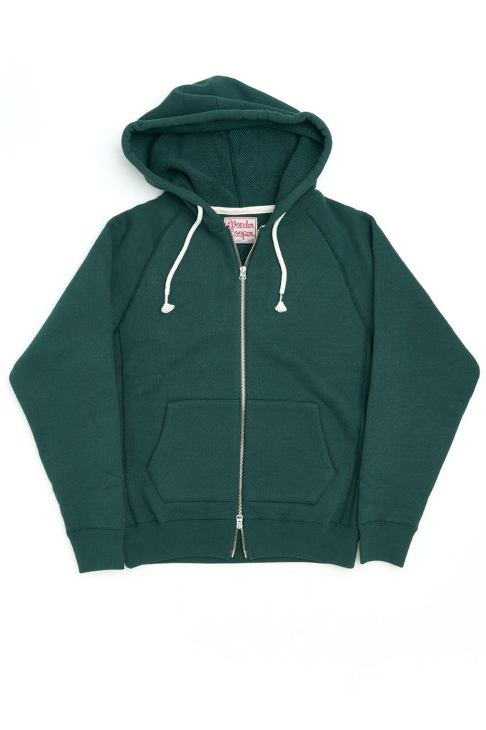 Wonder Looper Zip Hoodie Double Heavyweight French Terry Green