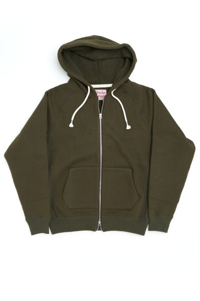 Wonder Looper Zip Hoodie Double Heavyweight French Terry Khaki