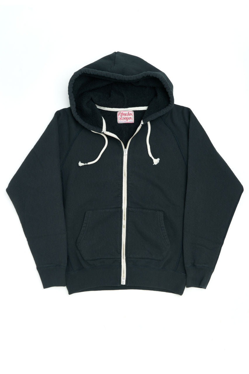 ハーリップトゥ Wonder Looper Zip Hoodie Super Looper French Terry Sumi Black