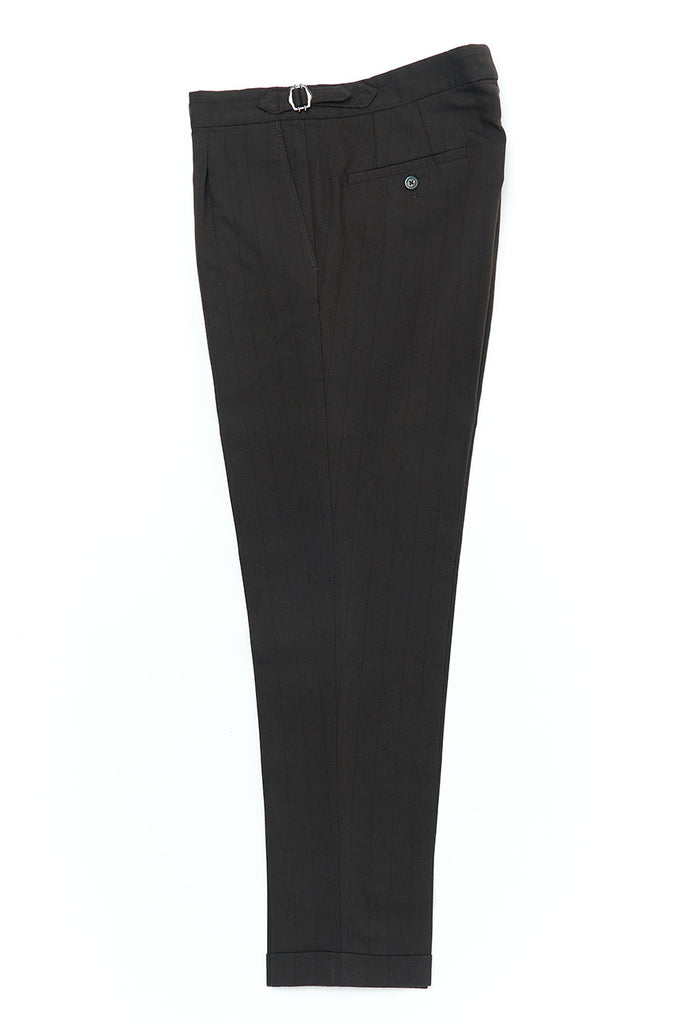 ABCL Garments Basilio Trousers Wool/Cotton Brown Pinstripe