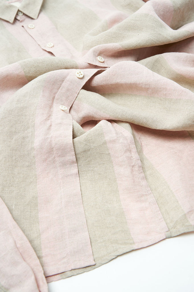 Delikatessen Relaxed Blouse Linen Pink/Beige Stripes