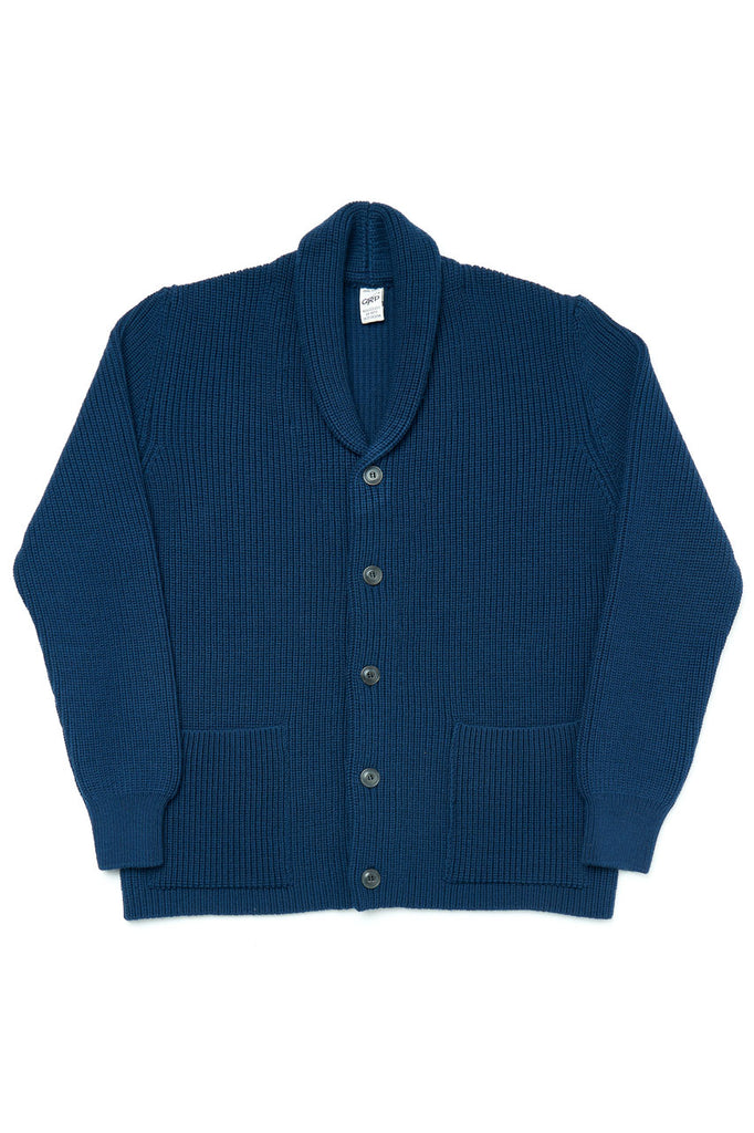 GRP Knitwear Shawl Collar Cardigan SF 7.01 Merino Blue