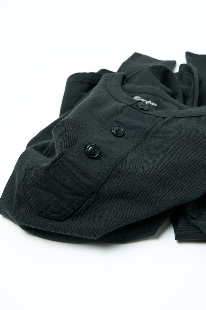 Homespun Knitwear Surplus Henley Zimbabwe Jersey Aged Black