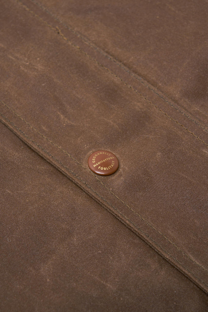 Manifattura Ceccarelli Waxed Mountain Jacket Wool Padded Dark Tan