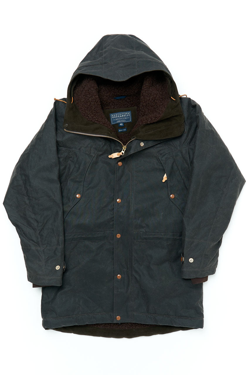 Manifattura Ceccarelli Waxed Long Mountain Jacket Wool Teddy Fur Manifattura Ceccarelli Waxed Long Mountain Jacket Wool Teddy Fur