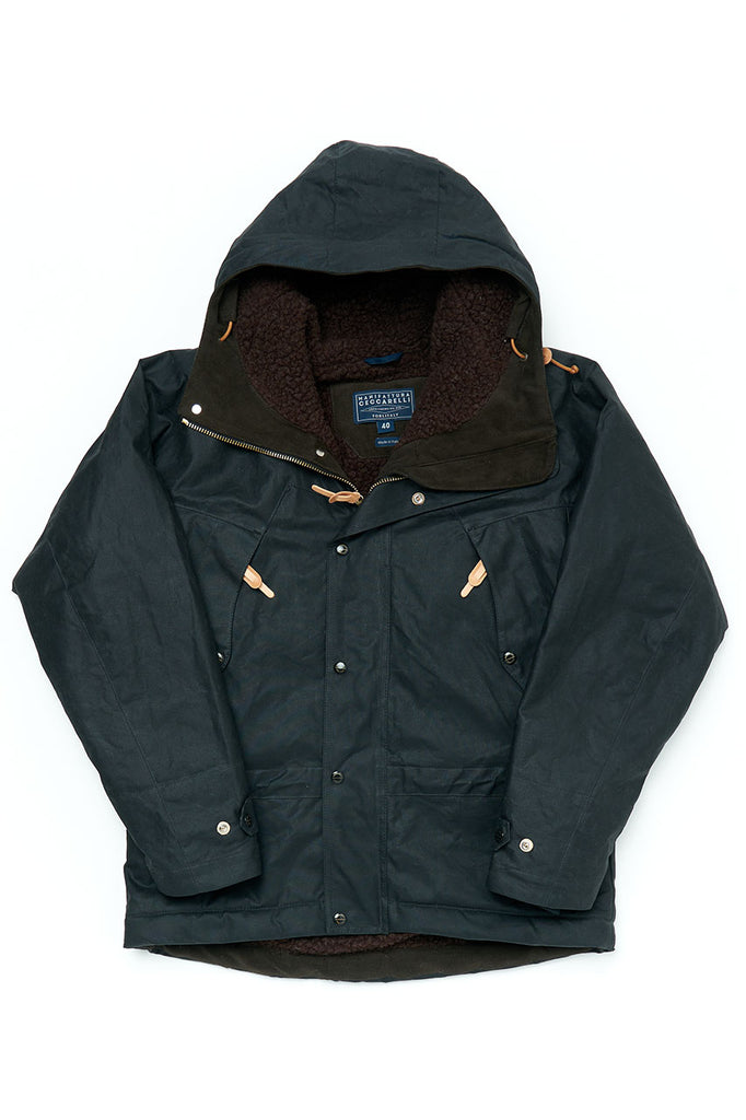 Manifattura Ceccarelli Waxed Mountain Jacket Wool Teddy Fur Black