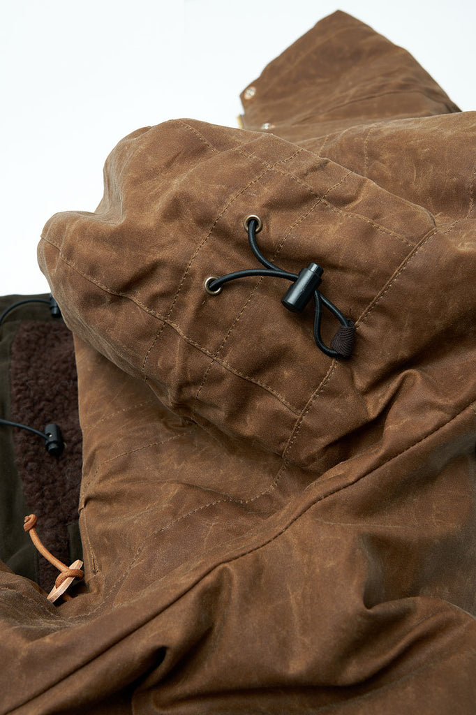 Manifattura Ceccarelli Waxed Mountain Jacket Wool Teddy Fur Dark Tan