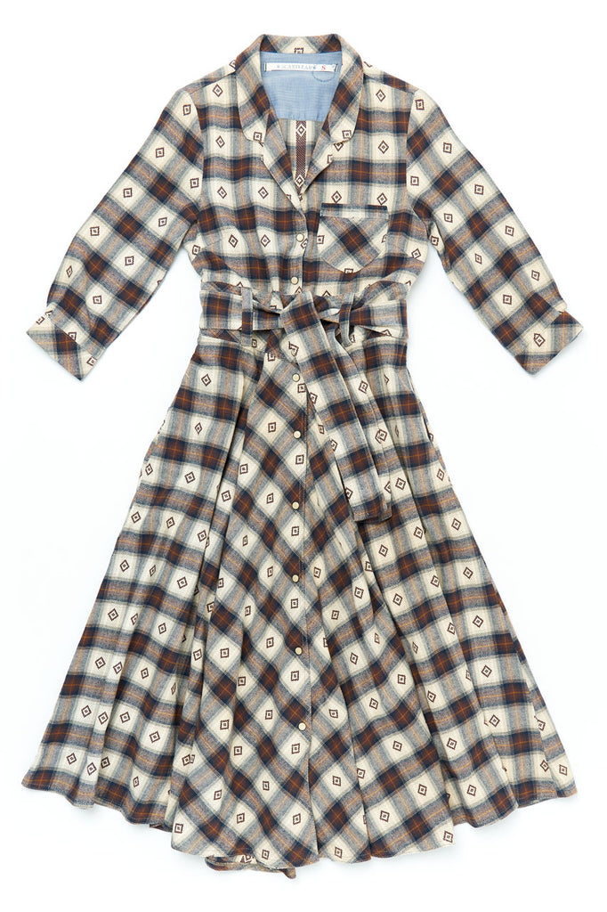 Scarti Lab Buttoned Flannel Dress W403-SH459 Natural