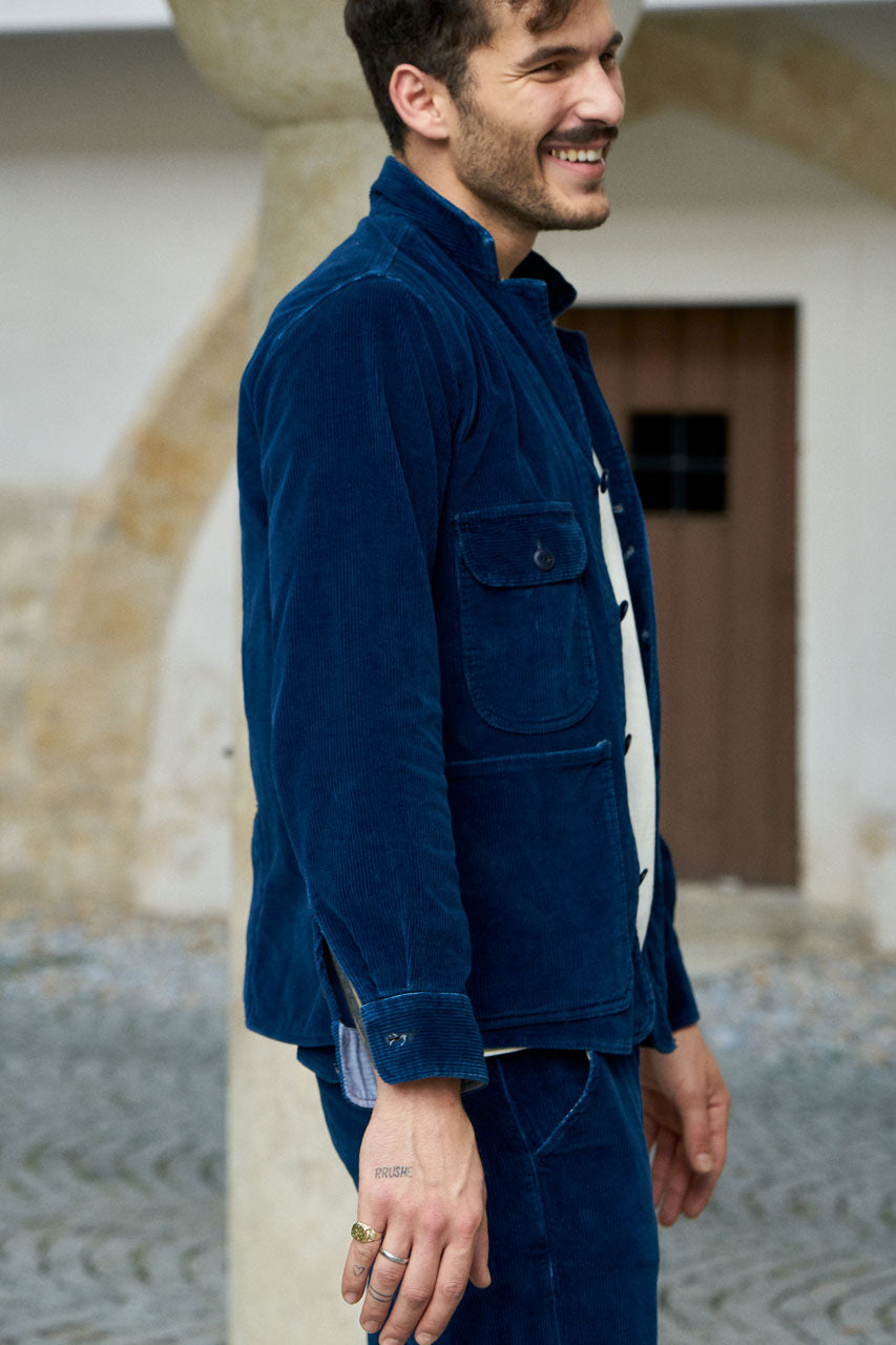 Scarti Lab Work Jacket 405-SH454 Indigo Corduroy Stone Wash
